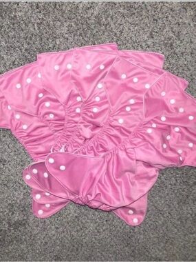 Lot of 6 Pocket Cloth Diapers Pink with snaps EUC
